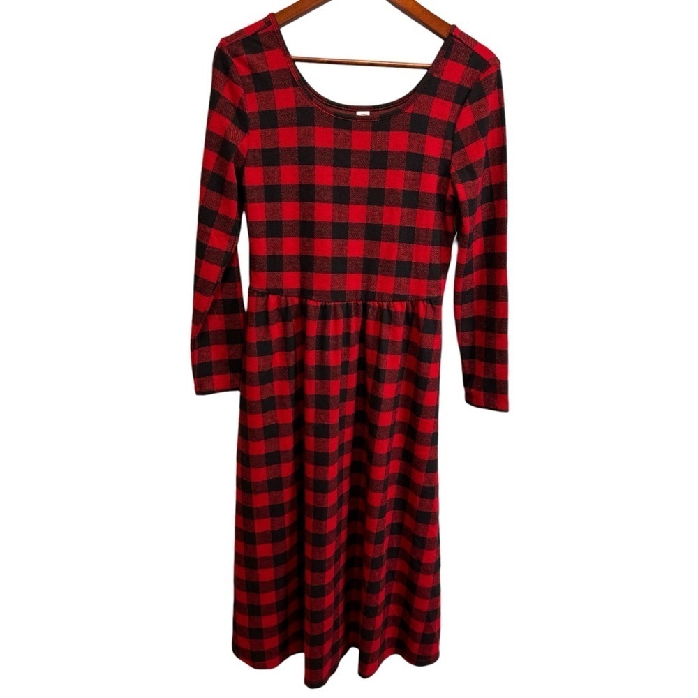 Old Navy Scoop Neck Buffalo Plaid Dress Size Medium NWT
